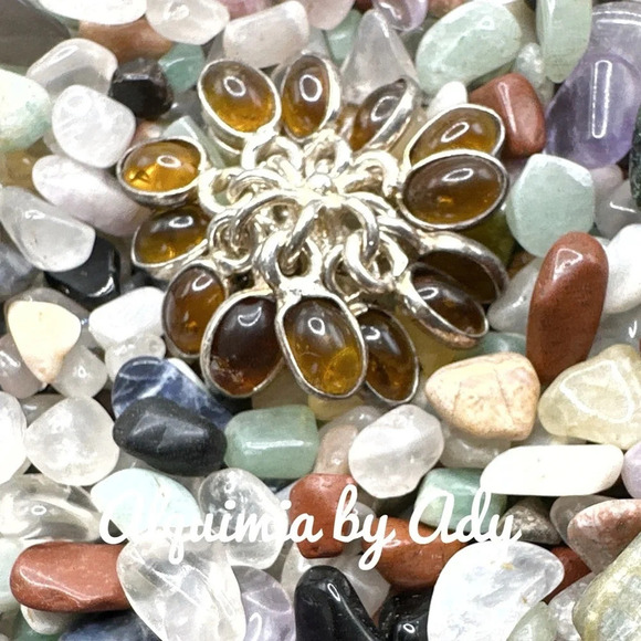 Baltic Amber silver statement cocktail floating flower ring - Picture 1 of 4